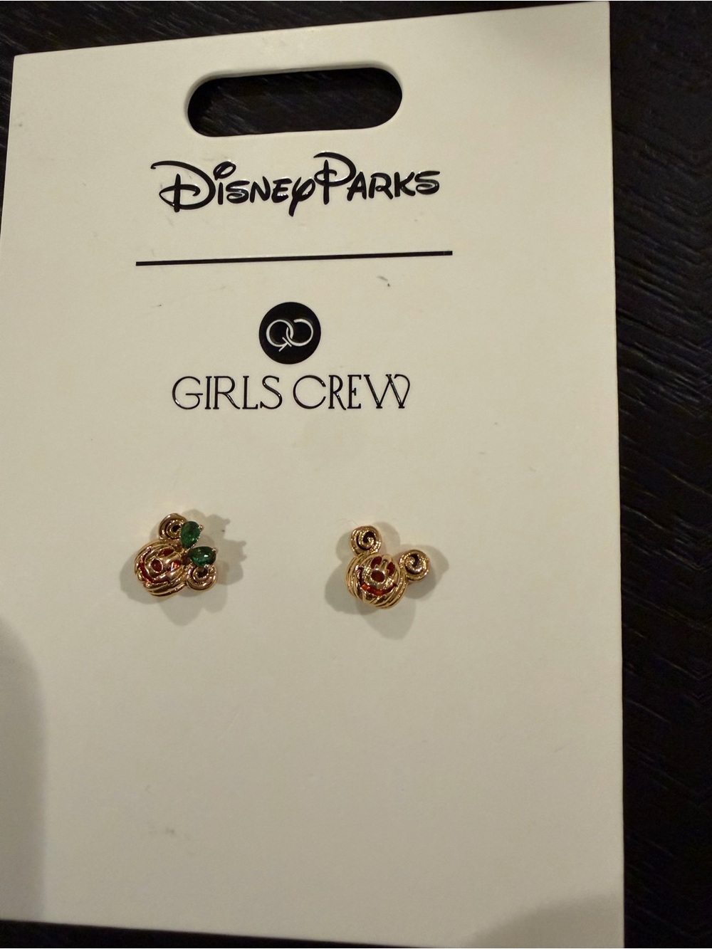 Disney Parks Girls Crew Gold Mickey minnie pumpkin Halloween Stud Earrings